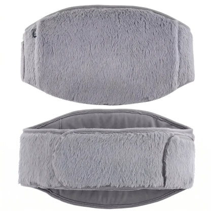 Grey crystal velvet heated abdominal belt on white background front and back